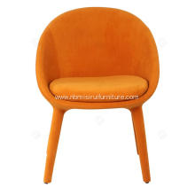 Italian minimalist orange genuine leather single chairs